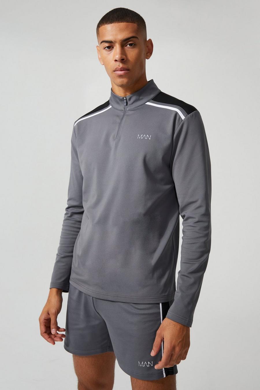 Charcoal grey Man Active Performance Training 1/4 Zip image number 1
