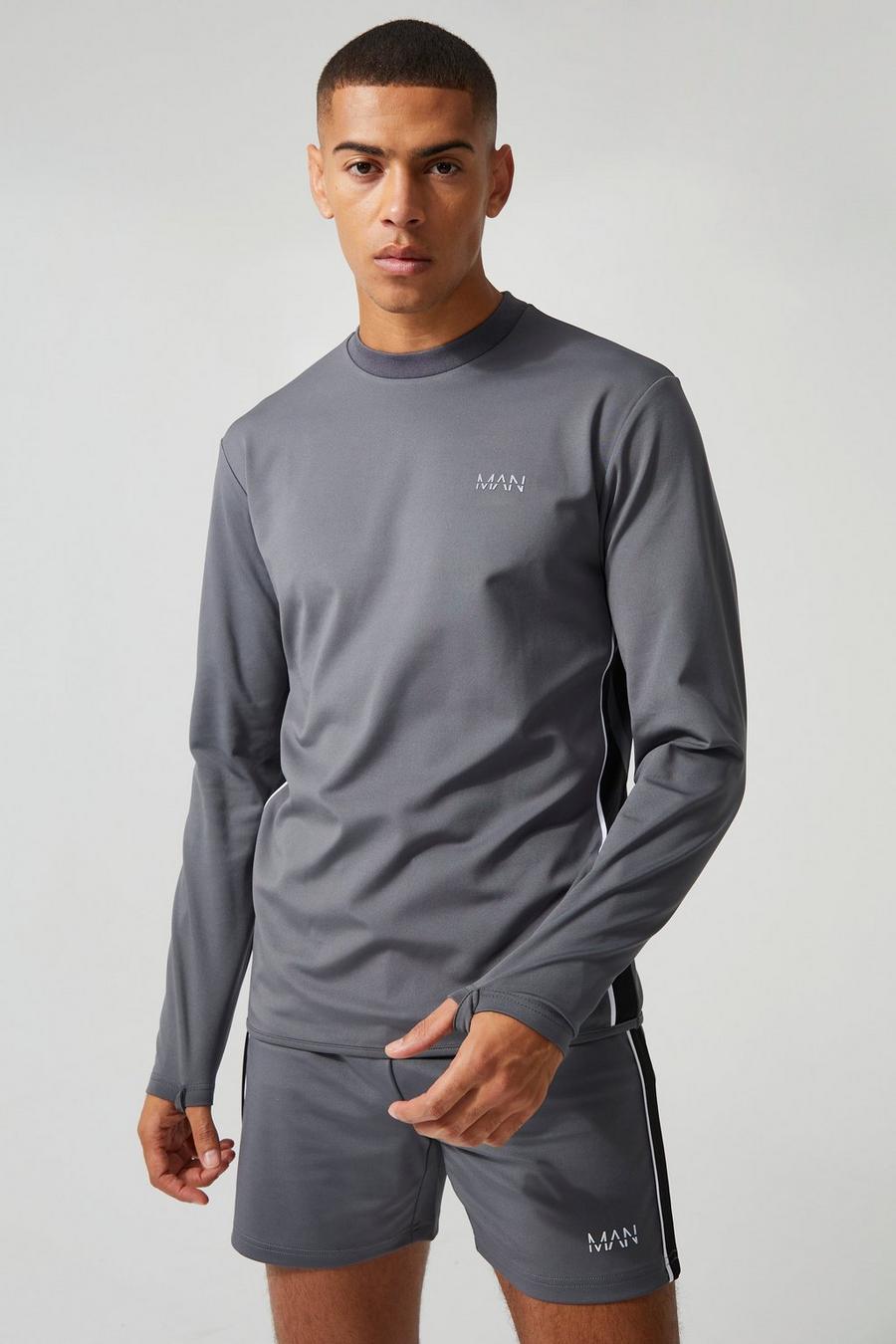 Man Active Trainings-Sweatshirt, Charcoal image number 1