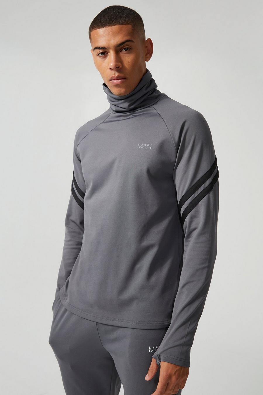 Charcoal grey Man Active Training Ombre Snood Track Top