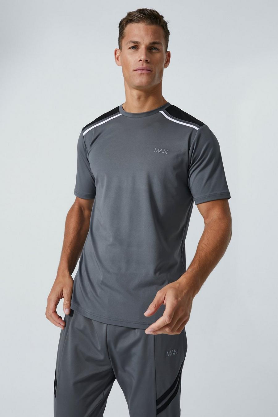 Tall Man Active Performance Trainings T-Shirt, Charcoal image number 1