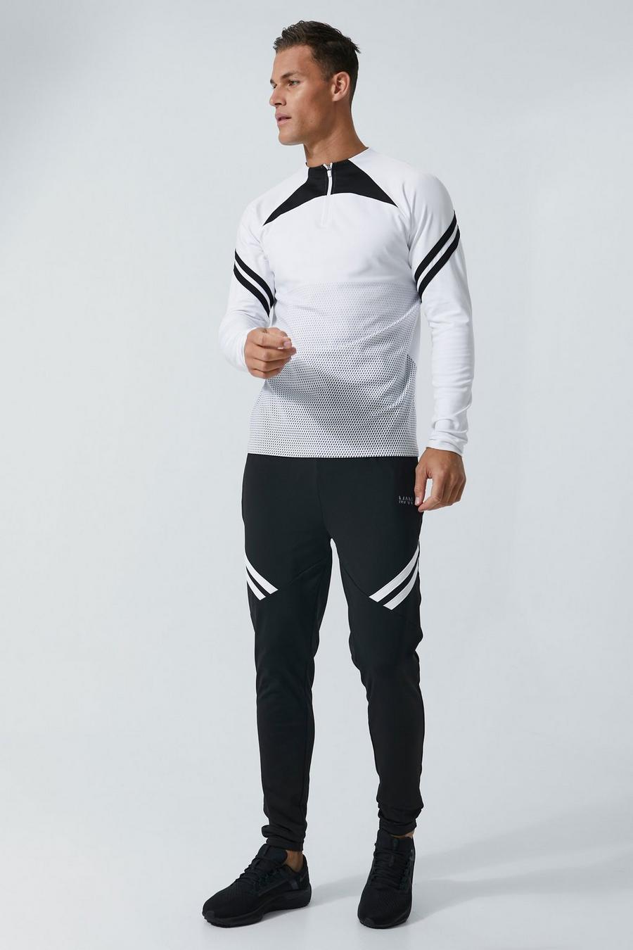 White Tall Man Active Training Ombre Crew Zip Tracksuit image number 1