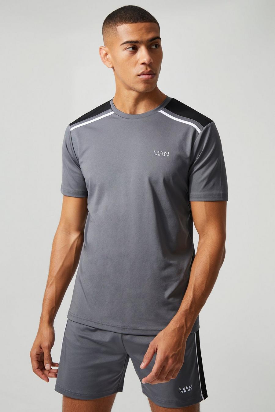 Charcoal grey Man Active Performance Training T-shirt