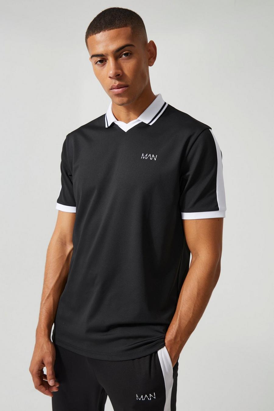 Man Active Fußball Poloshirt, Black image number 1