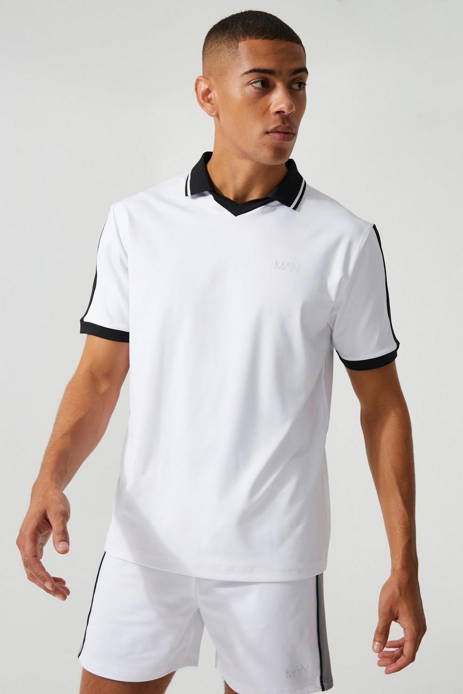 Man Active Fußball Poloshirt, White image number 1