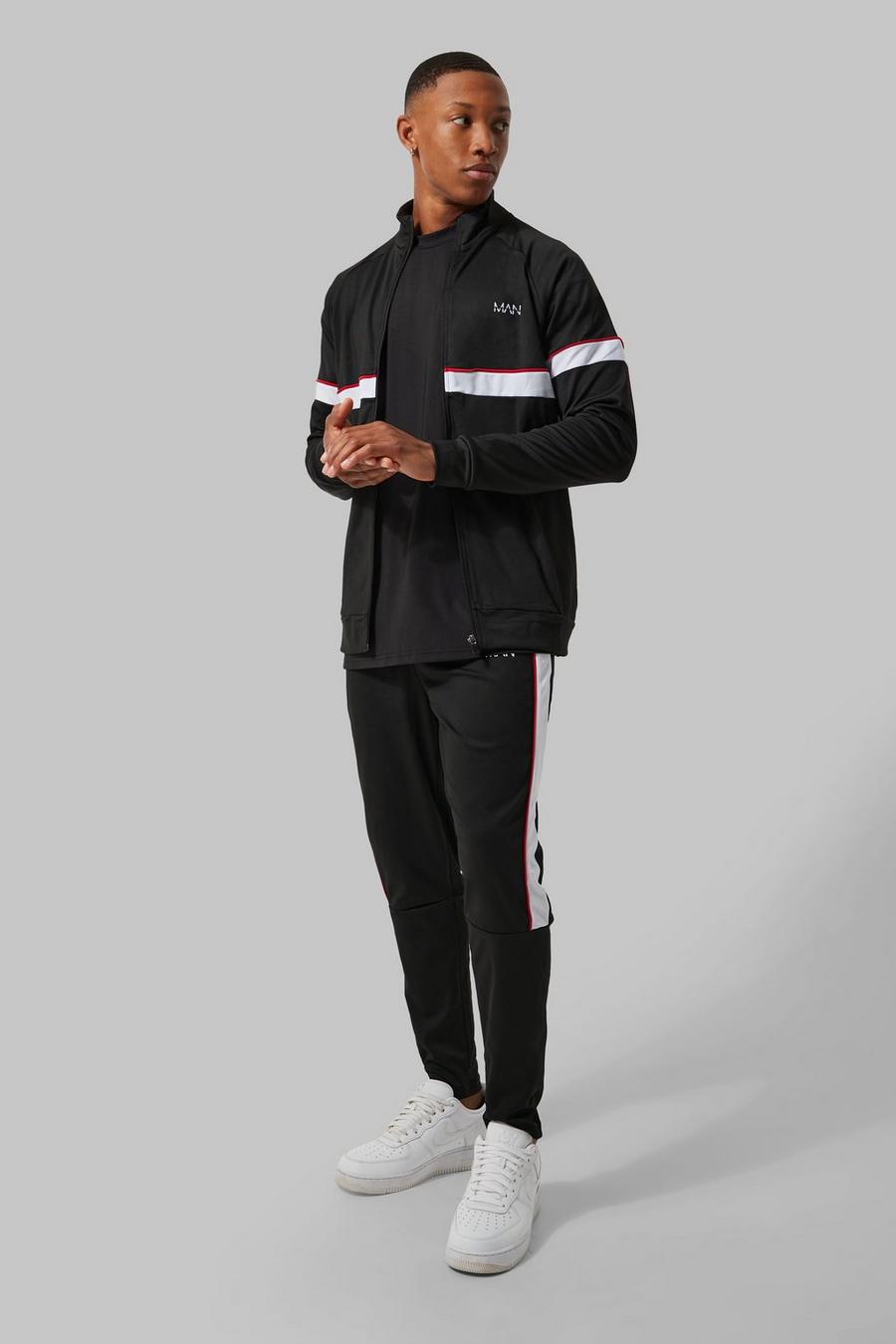Man Active Trainingsanzug mit Trichterkragen, Black image number 1
