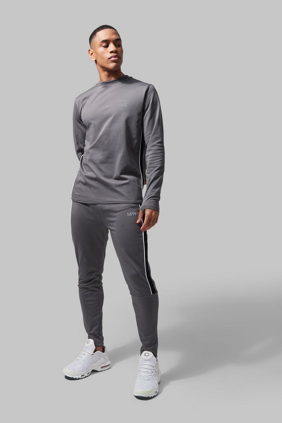 Man Active Training Sweatshirt-Trainingsanzug, Charcoal gris