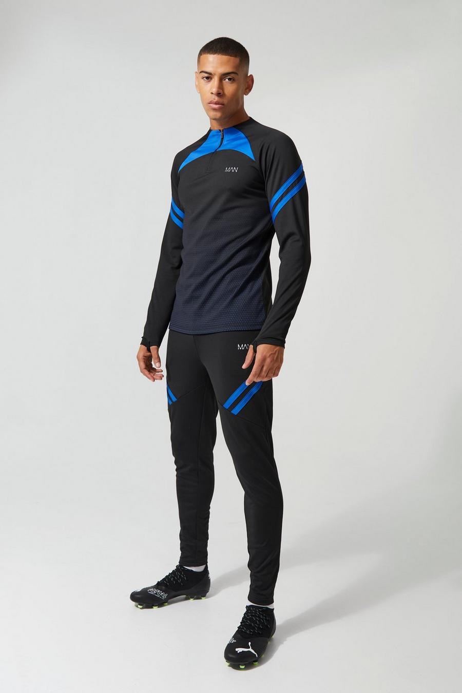 Black Man Active Training Ombre Crew Zip Tracksuit image number 1
