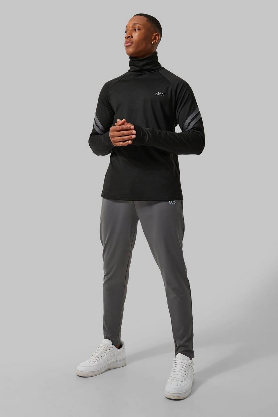 Black negro Man Active Training Ombre Snood Contrast Tracksuit image number 1