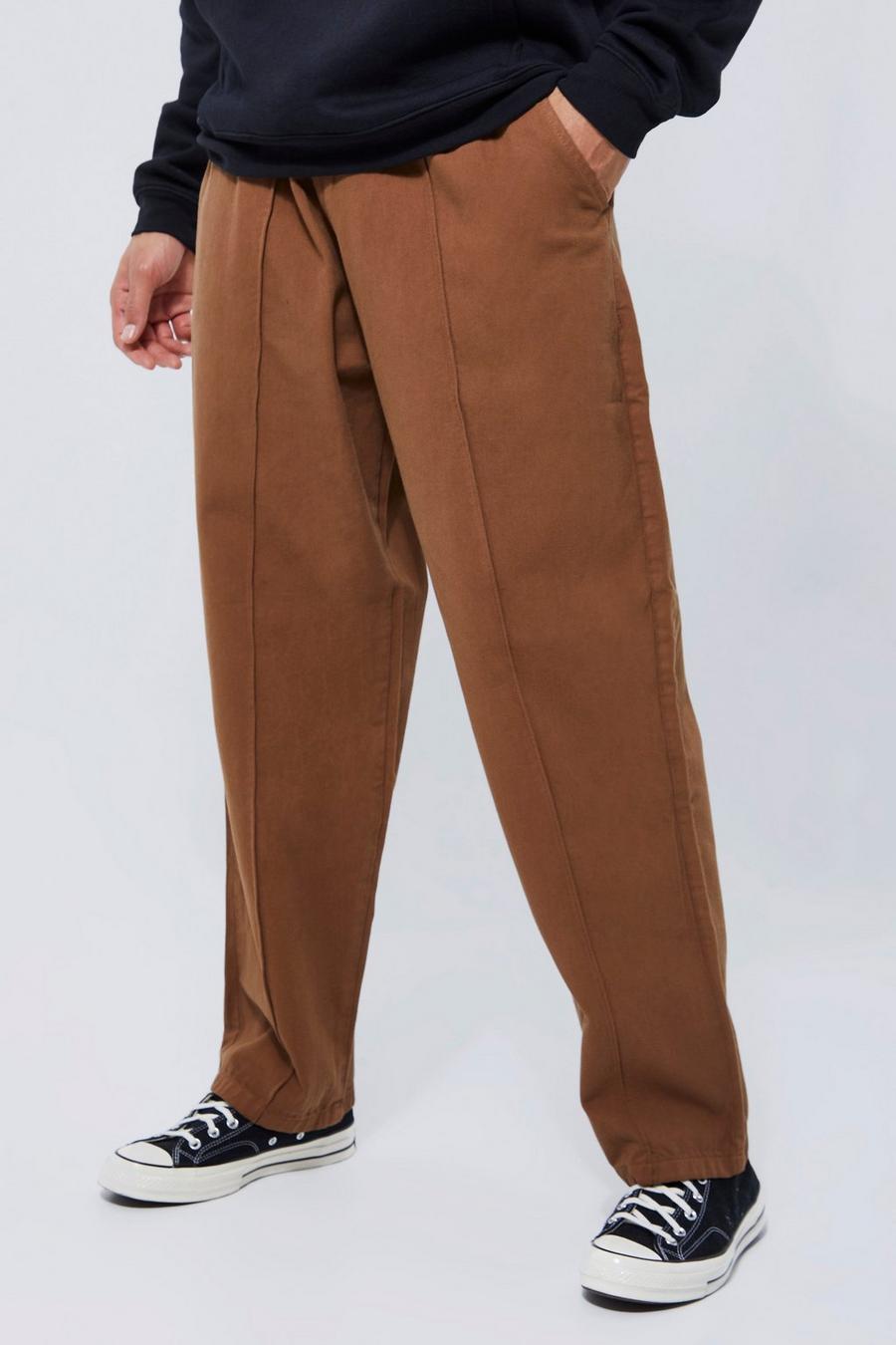 Pantalón Tall aterciopelado sobreteñido estilo skate, Tan marrón