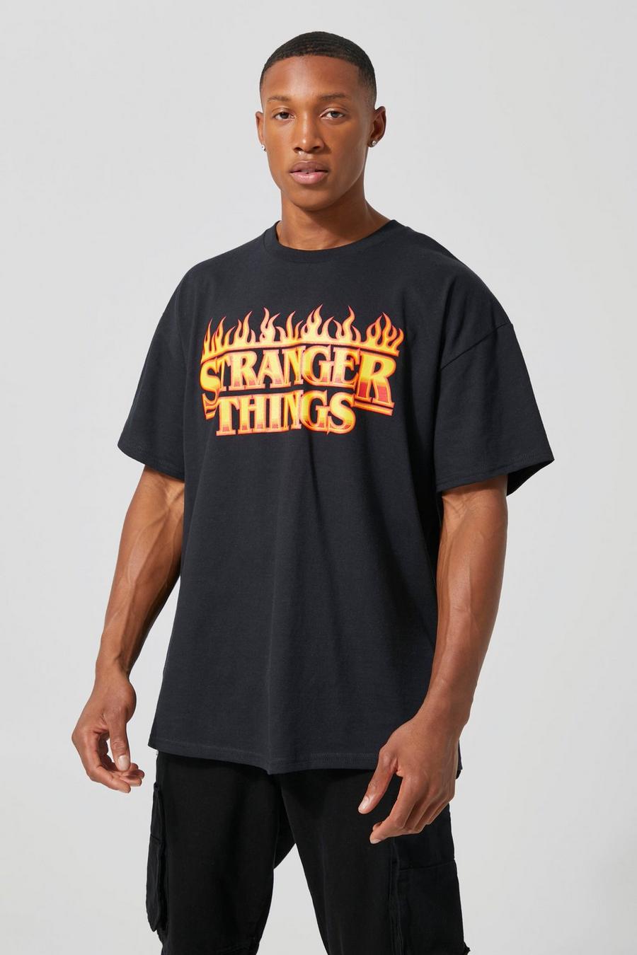 Black Oversized Gelicenseerd Stranger Things T-Shirt image number 1
