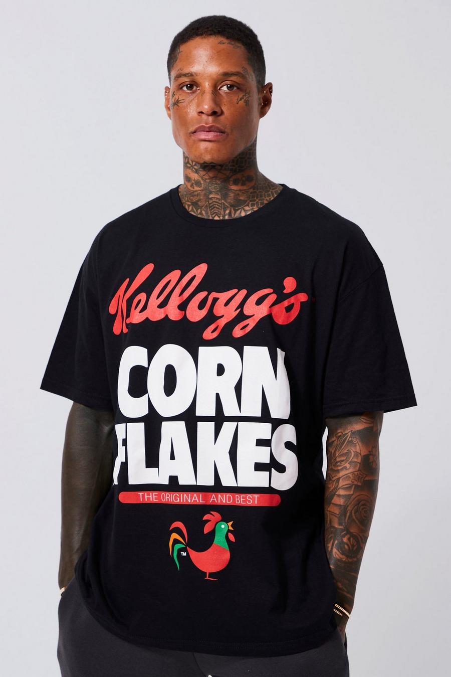 Black Oversized Corn Flakes License T-shirt image number 1