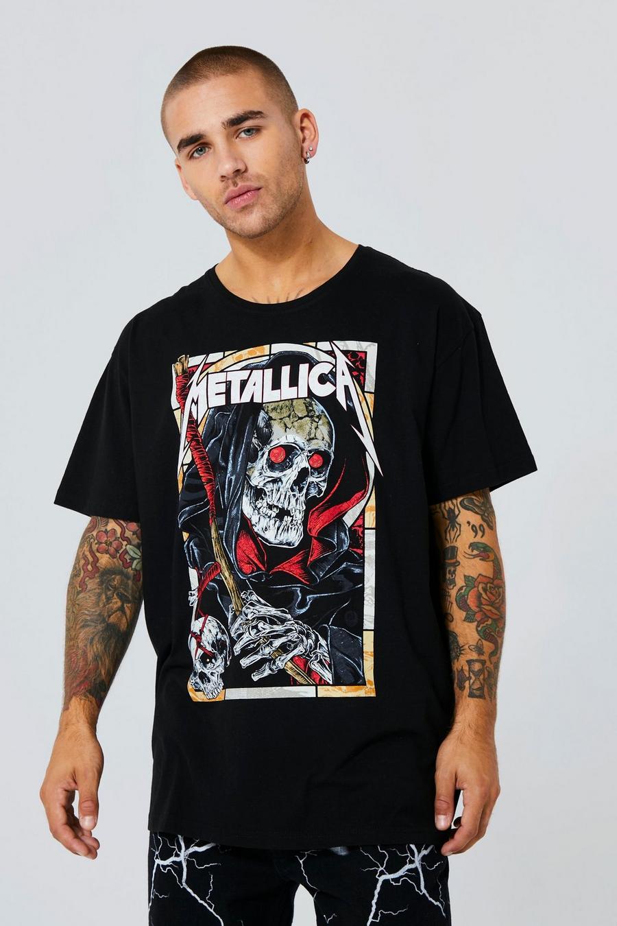 Camiseta oversize con estampado de Metallica, Black image number 1