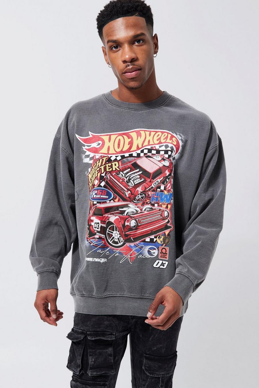Charcoal Oversized Hot Wheels Washed License Sweat image number 1