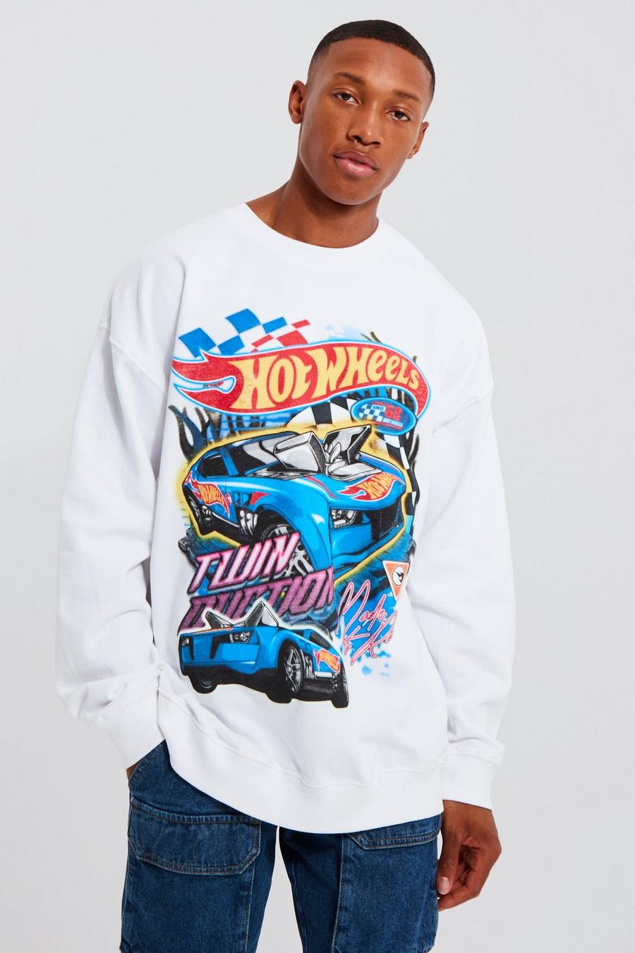 White Oversized Hot Wheels License Sweatshirt image number 1