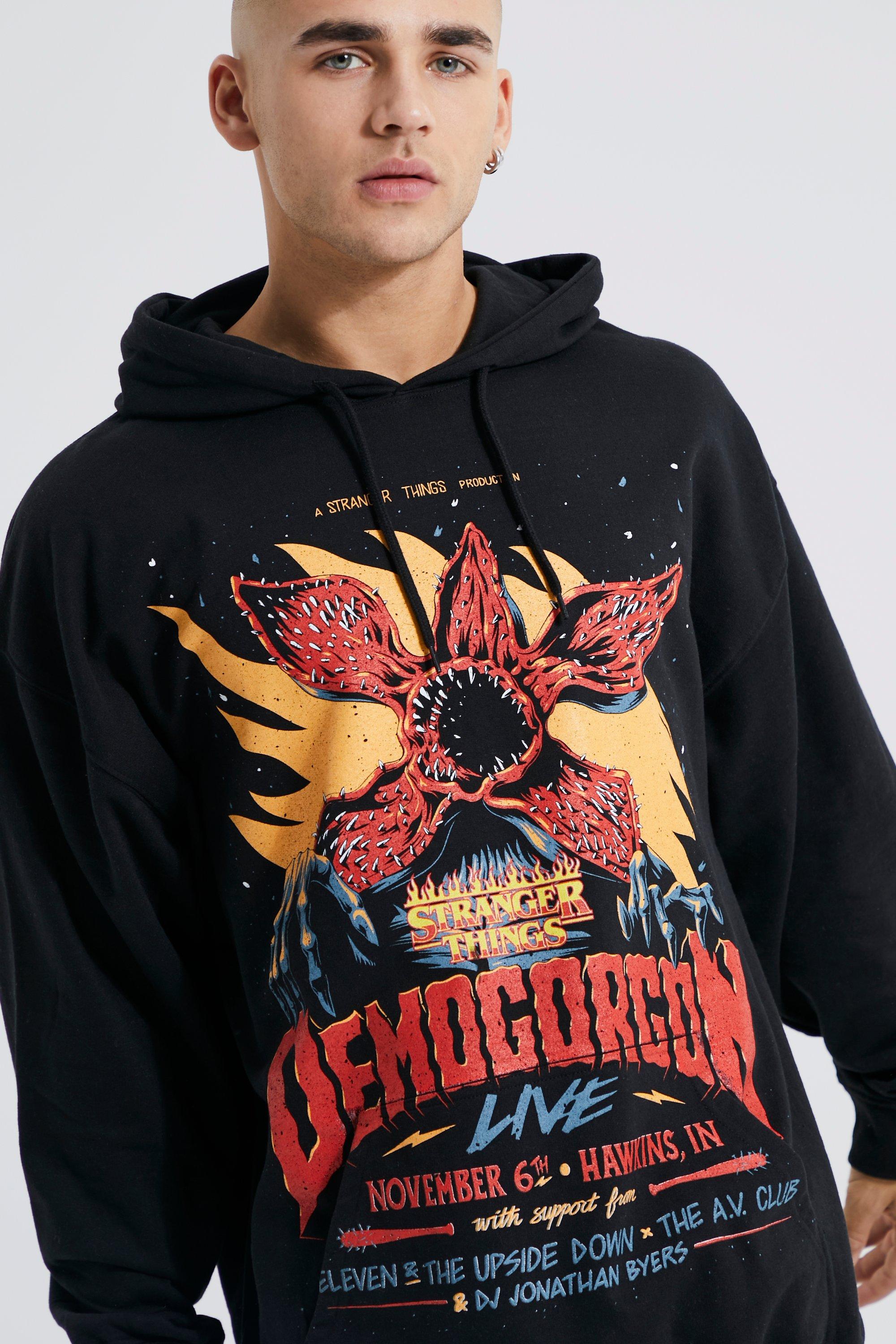 Mens Oversized Stranger Things License Hoodie | Boohoo UK