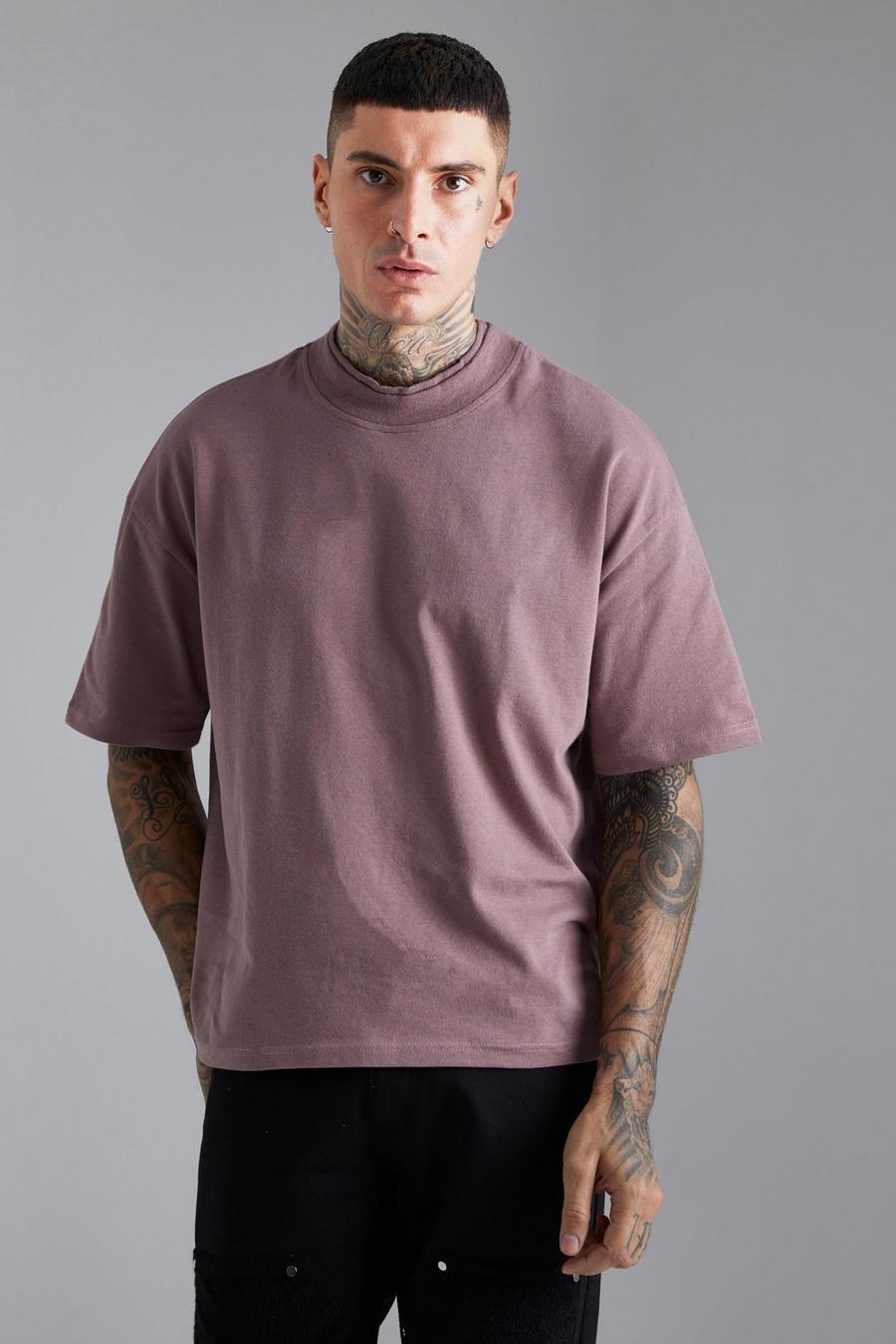 Mauve Boxy Fit Heavyweight Double Neck T-shirt image number 1