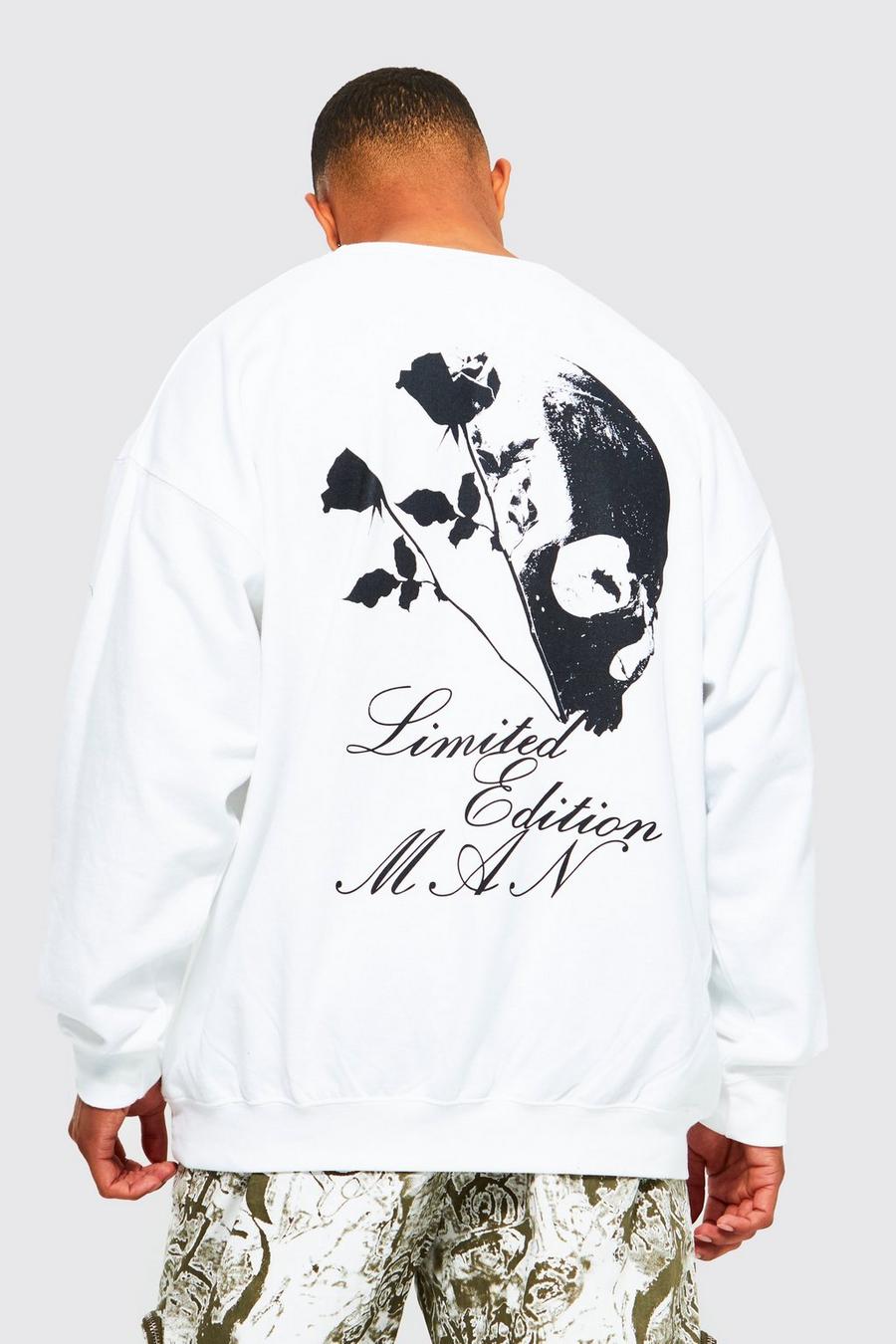 White vit Oversized Limited Rose Graphic Sweatshirt