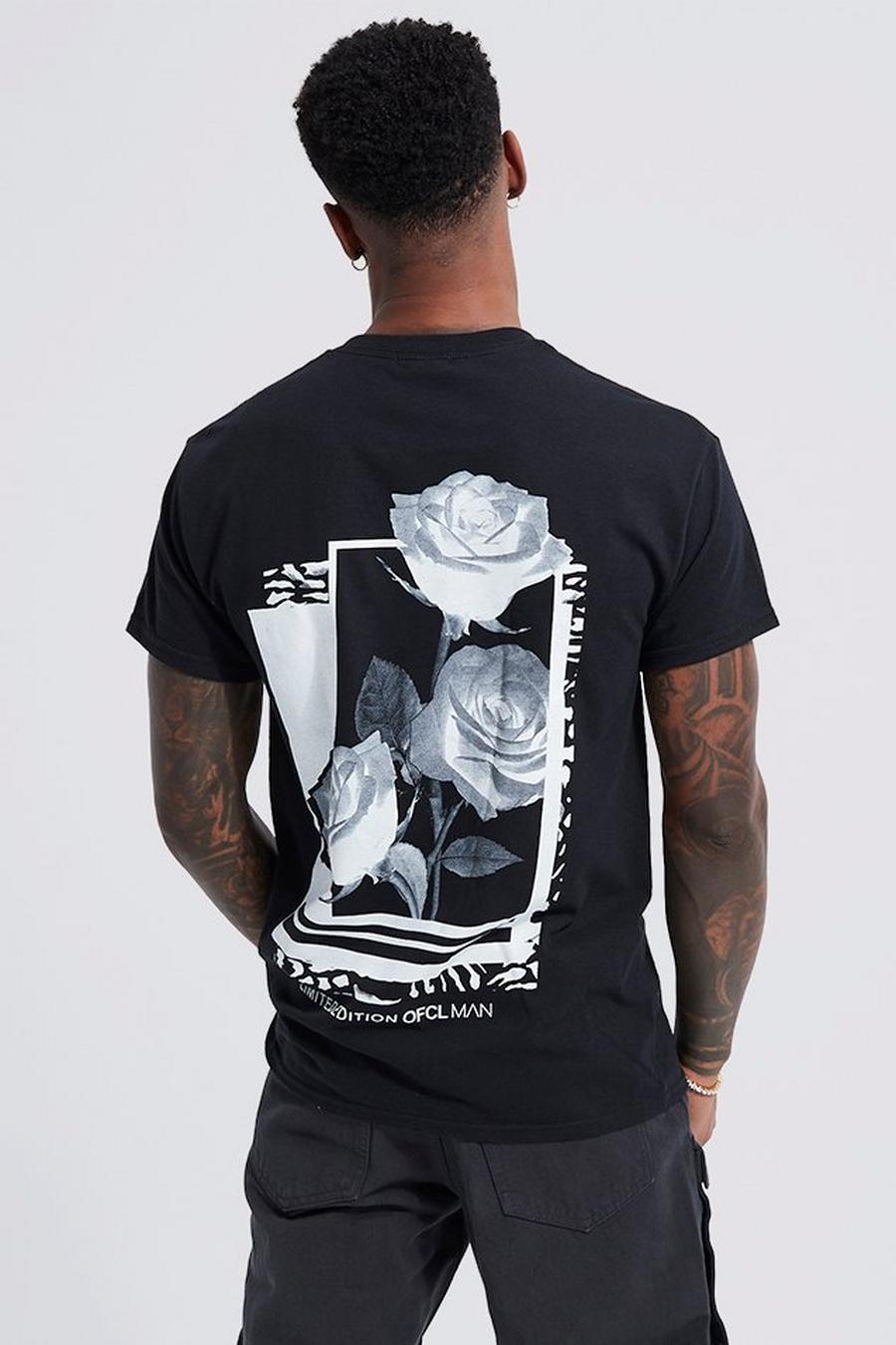 T-Shirt mit Rosen-Print, Black image number 1