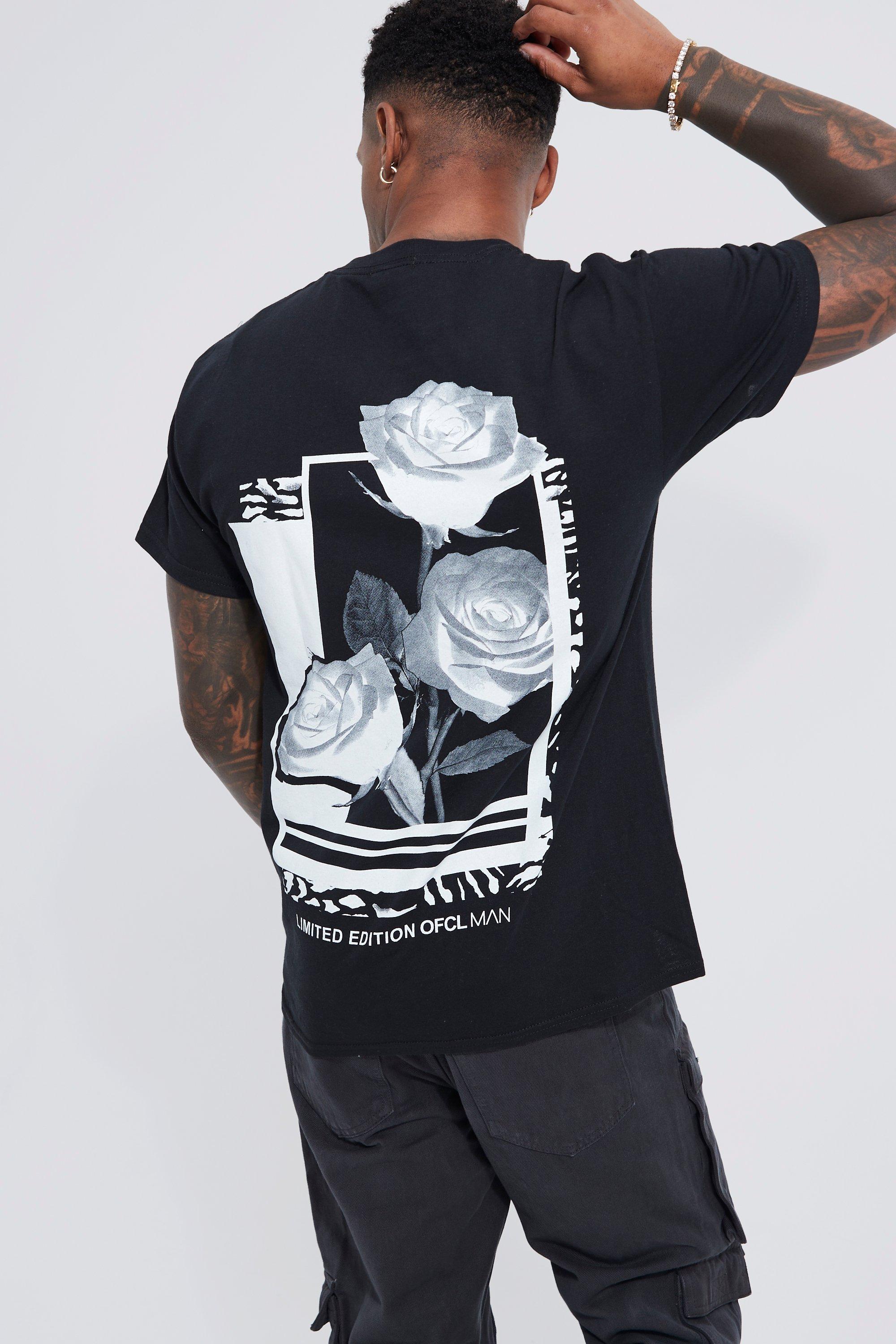 Mens rose shop print t shirt