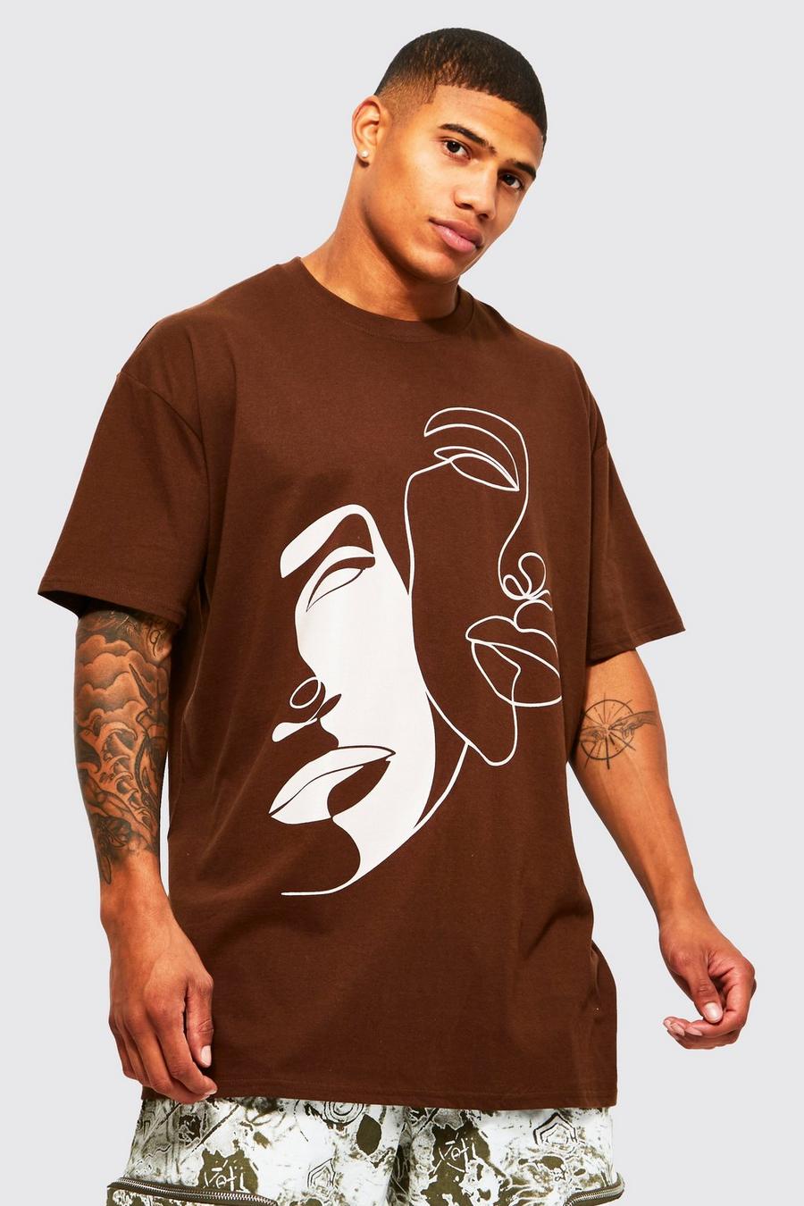 T-shirt oversize imprimé, Chocolate image number 1