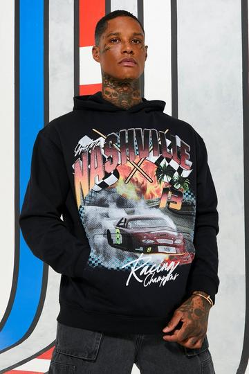 Oversized Car Graphic Hoodie black