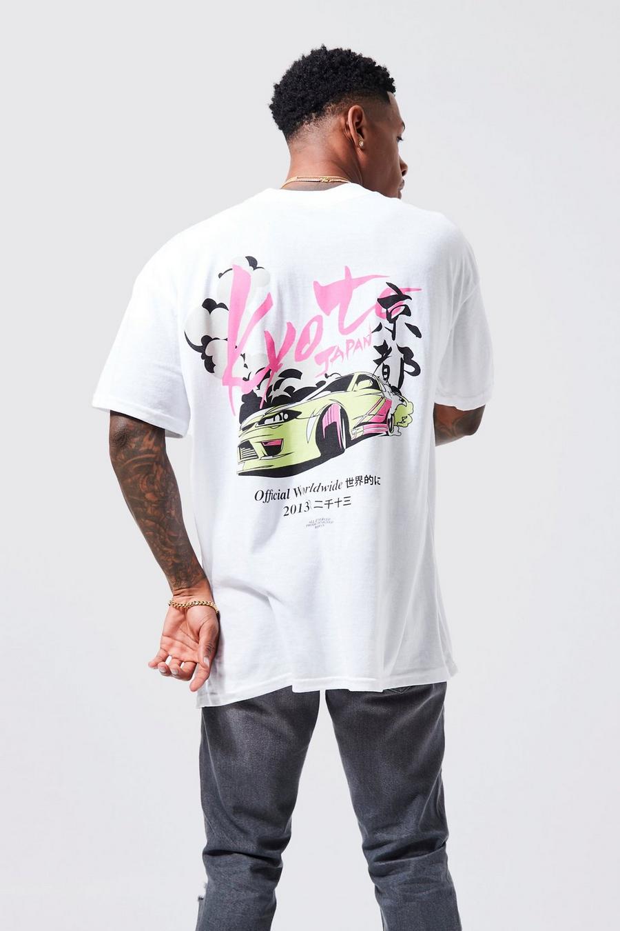 T-shirt oversize à imprimé voiture Kyoto, White image number 1