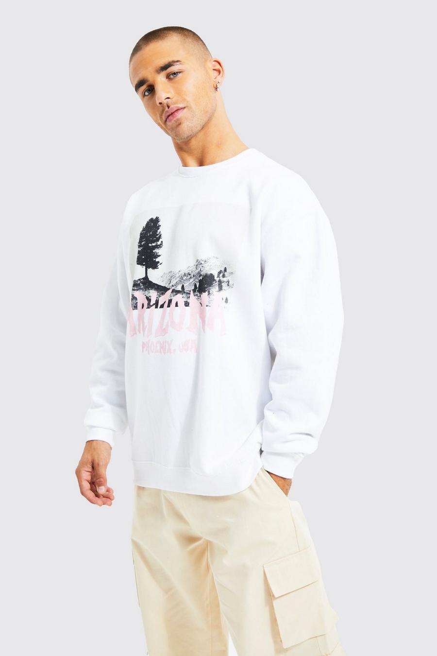 Oversize Sweatshirt mit Arizona Phoenix Print, White image number 1