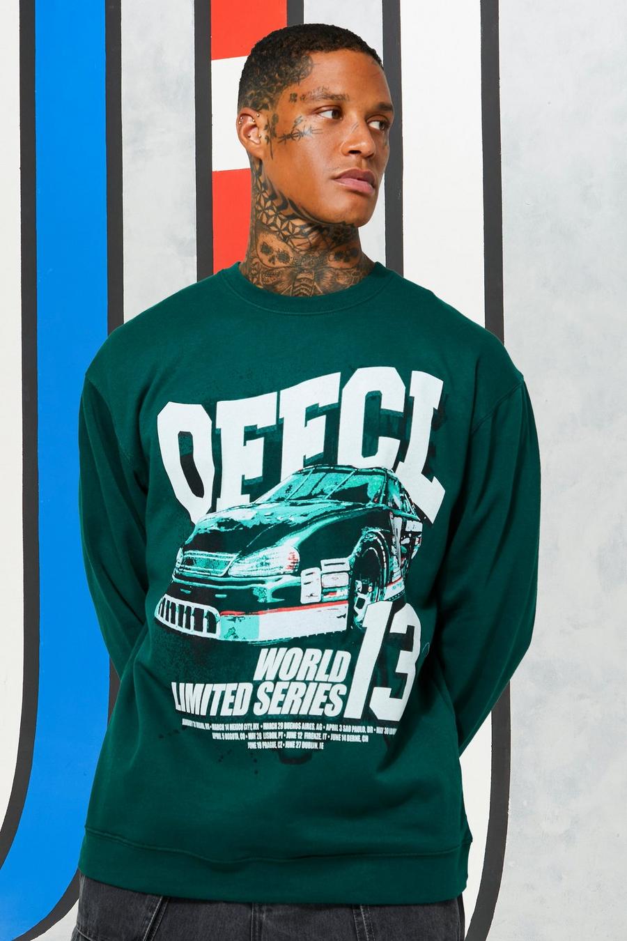 Oversize Official Sweatshirt mit Car-Print, Forest image number 1