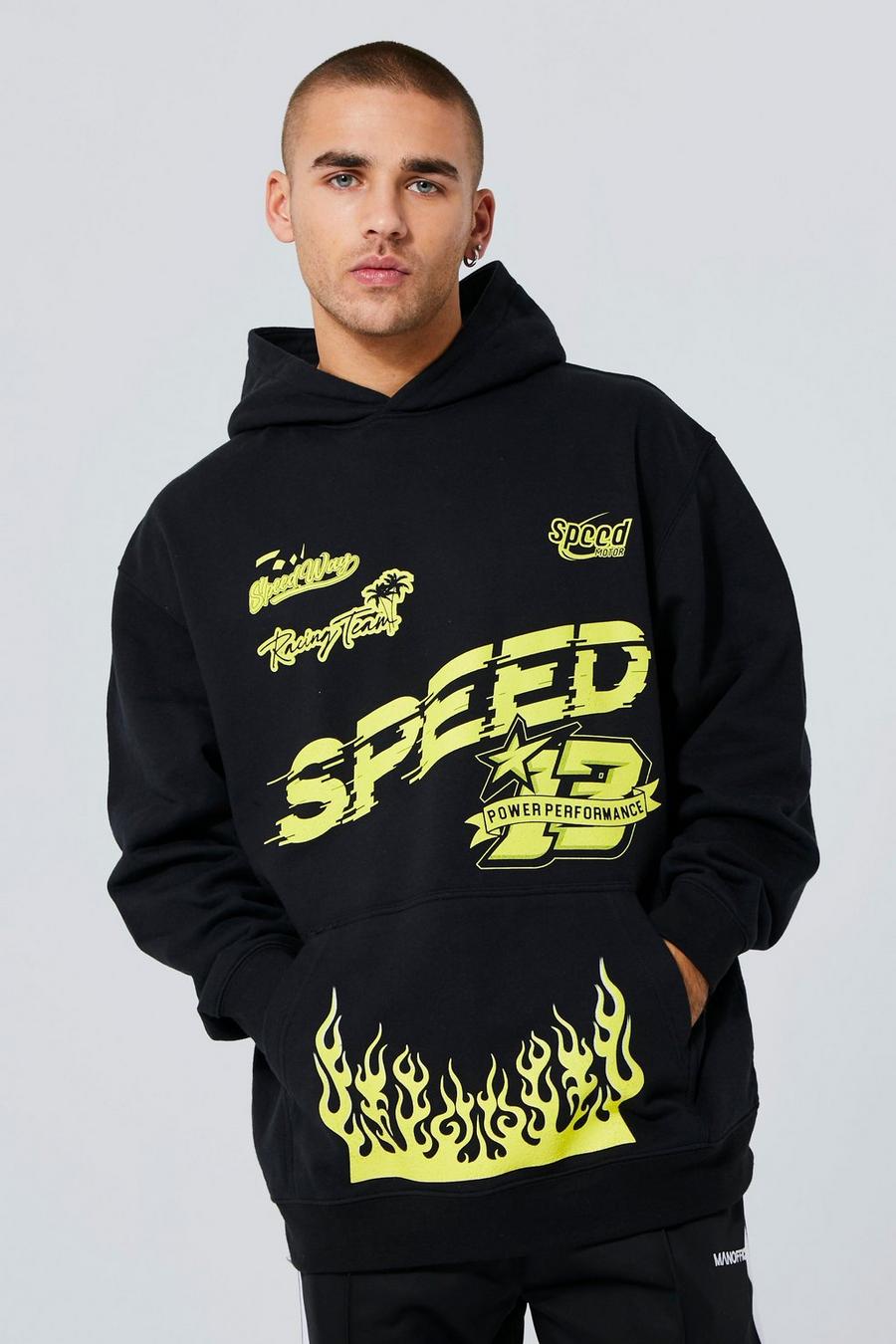Black Moto Speed Oversized hoodie image number 1