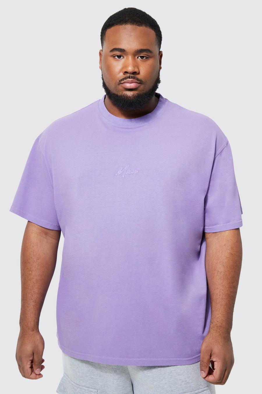 Purple morado Plus Oversized Washed Man T-shirt 
