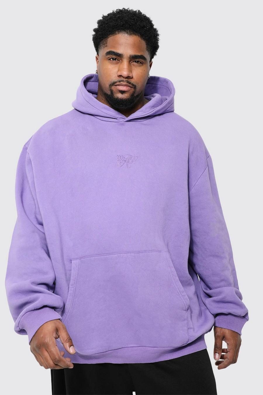 Purple Plus Oversized Washed Man Hoodie 