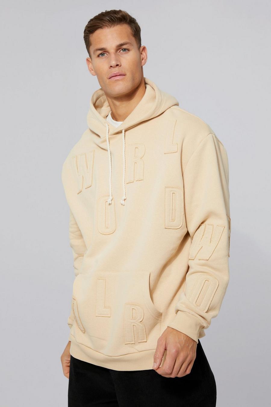 Sand beige Tall Oversized hoodie med slitage image number 1