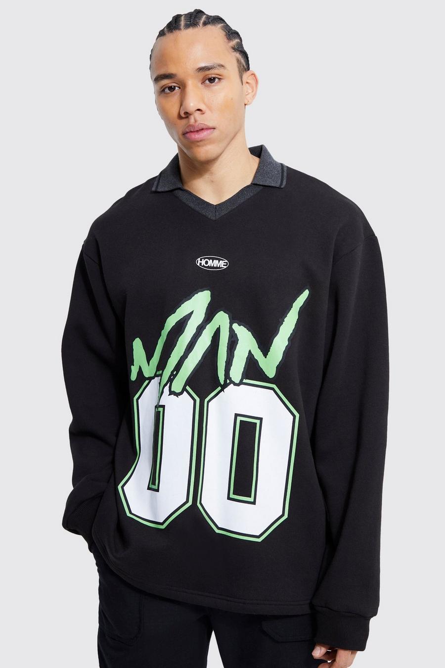 Tall Oversize Man Football Sweatshirt, Black