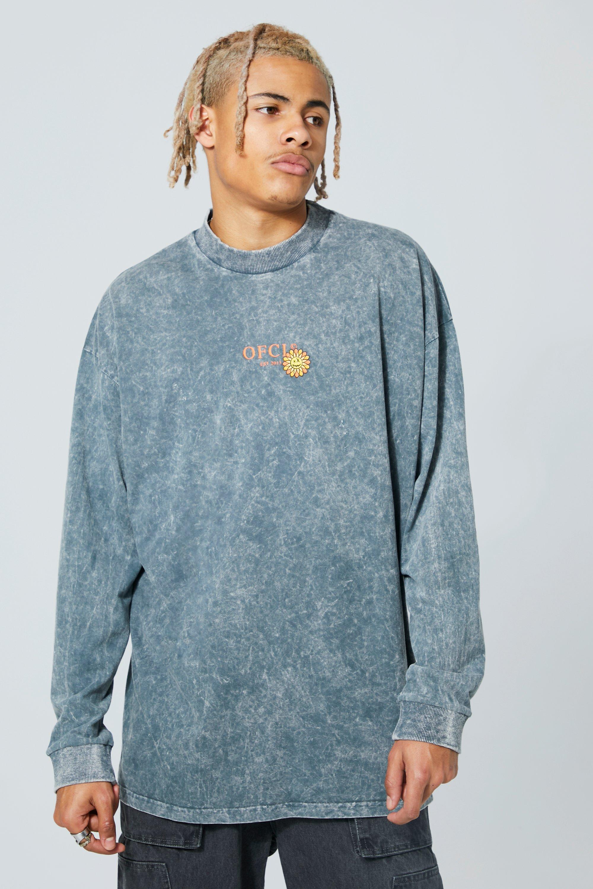 Tall Oversized Washed Longsleeve Skate Tshirt boohoo