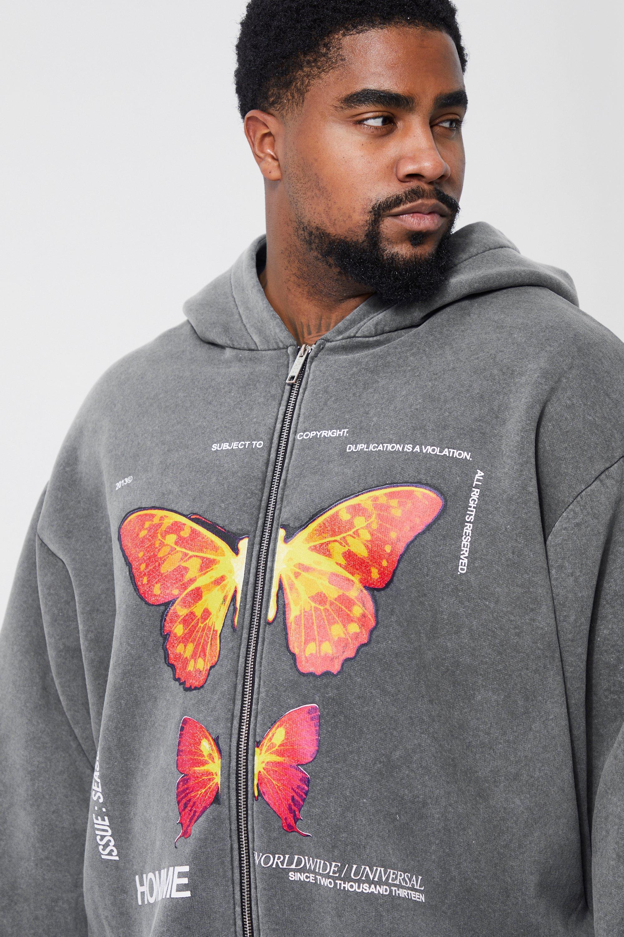 Plus Oversized Acid Wash Graphic Zip Hoodie | boohoo