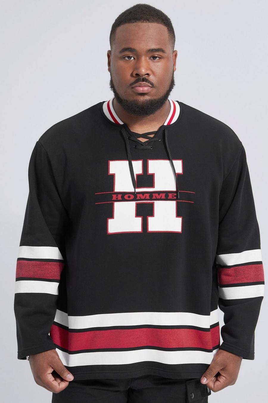 Black Plus Oversized Hockey Sweatshirt  image number 1
