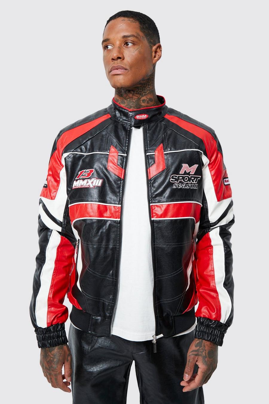 Giacca Bomber da motocross in PU, Red image number 1