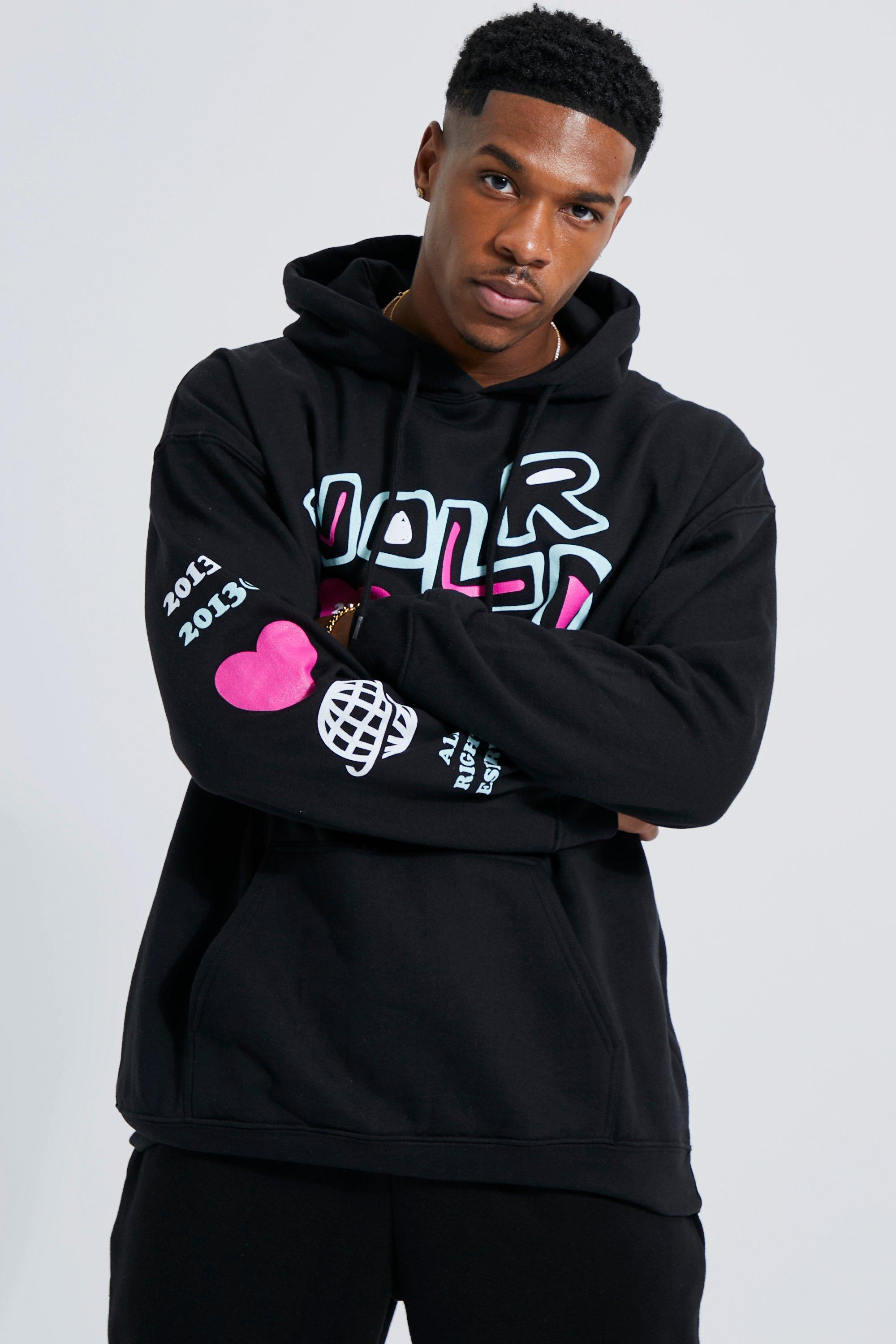 Oversized Worldwide Multi Print Hoodie boohoo DK