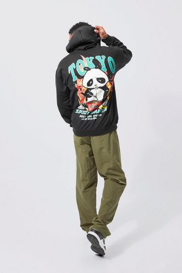 Loose Fit Tokyo Panda Graphic Hoodie black