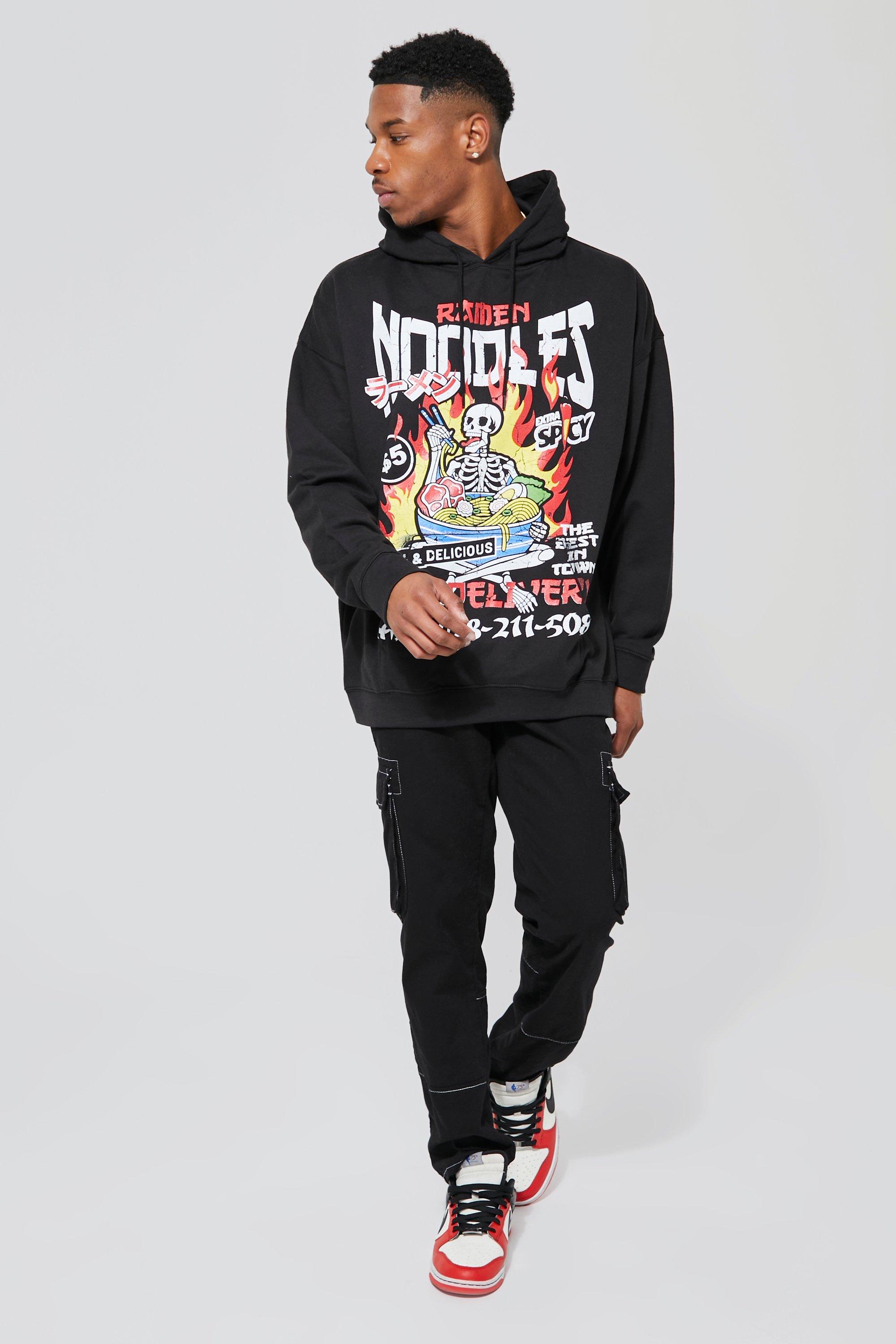 Oversized Ramen Noodles Graphic Hoodie