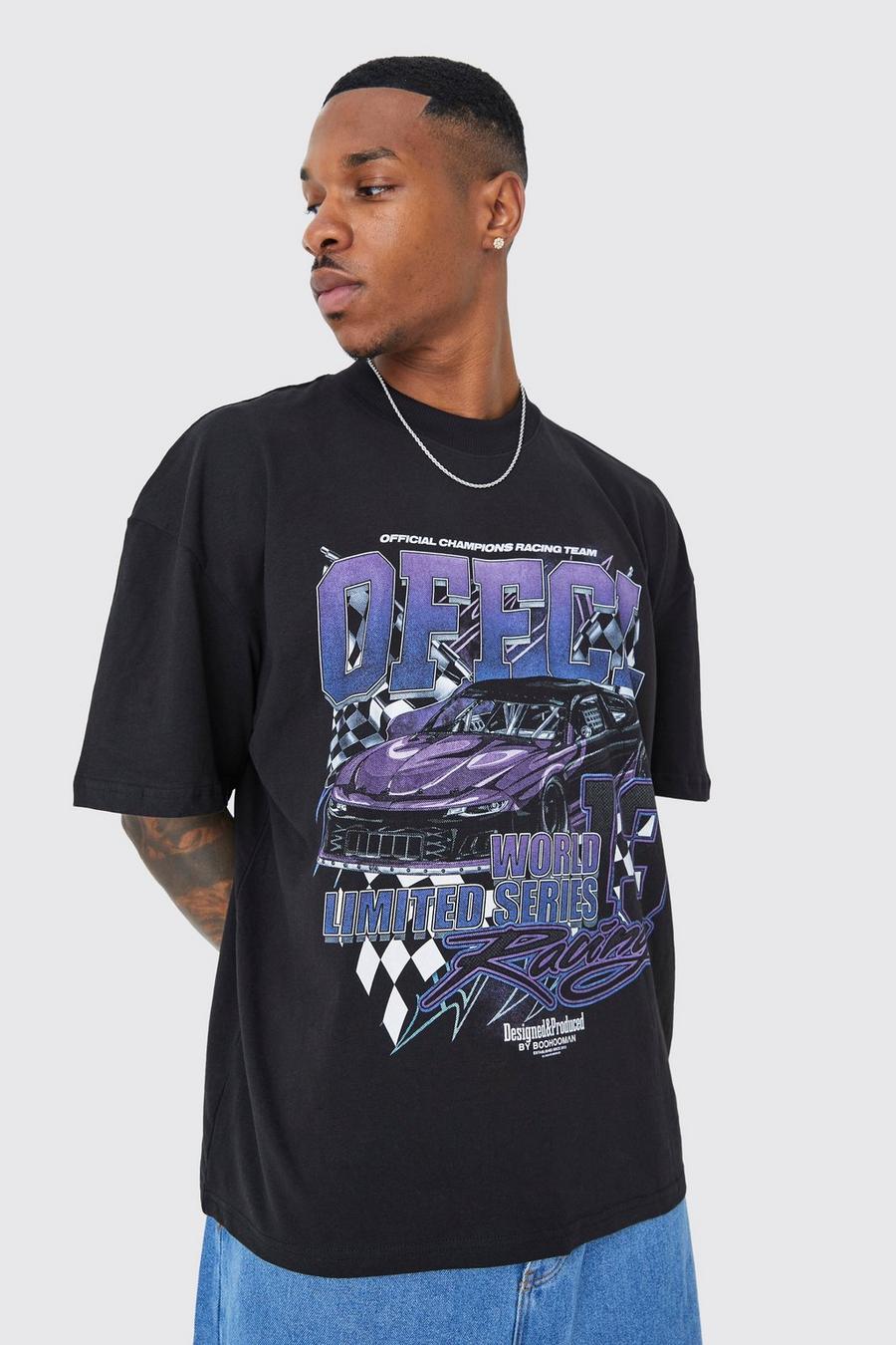 Black negro Oversized Ofcl Car Graphic T-shirt