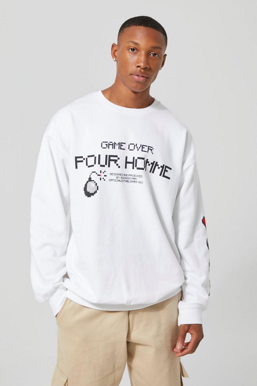Sweat oversize à slogan Game Over, White image number 1