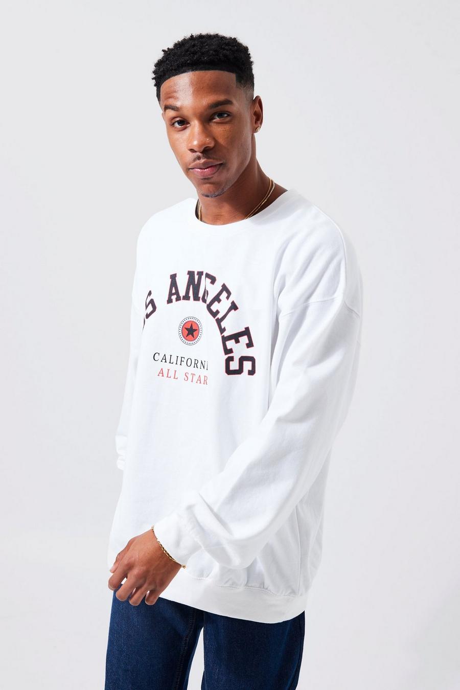 Oversize Sweatshirt mit Los Angeles Print, White image number 1