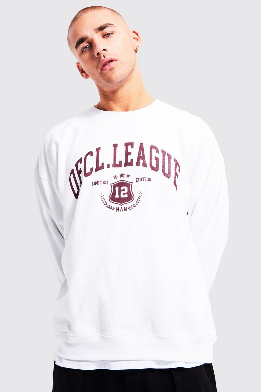 White Oversized Ofcl League Print Sweatshirt image number 1