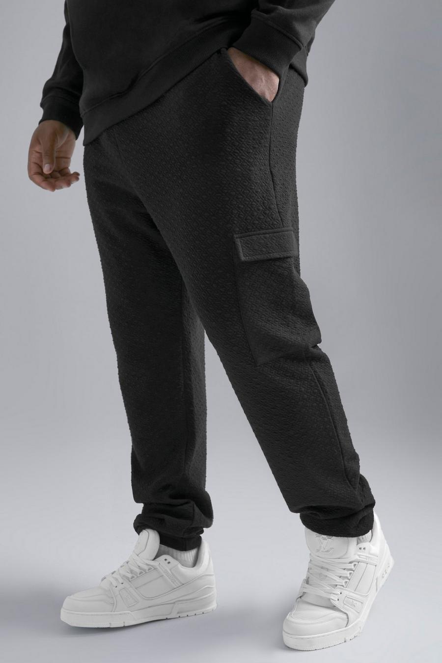 Pantalón deportivo Plus cargo elegante texturizado, Black