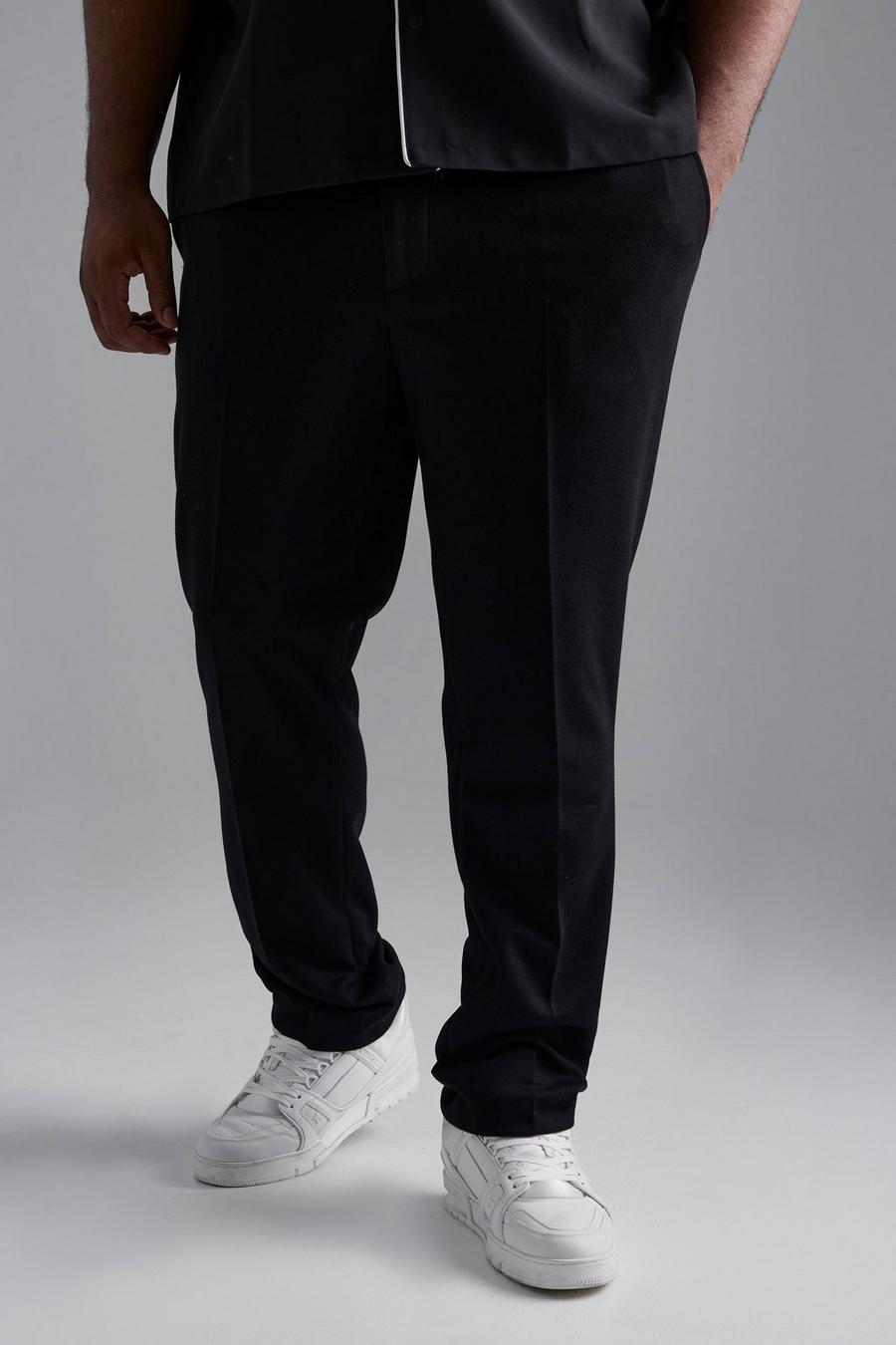 Black svart Plus Skinny byxor i jersey med elastiskt midjeband