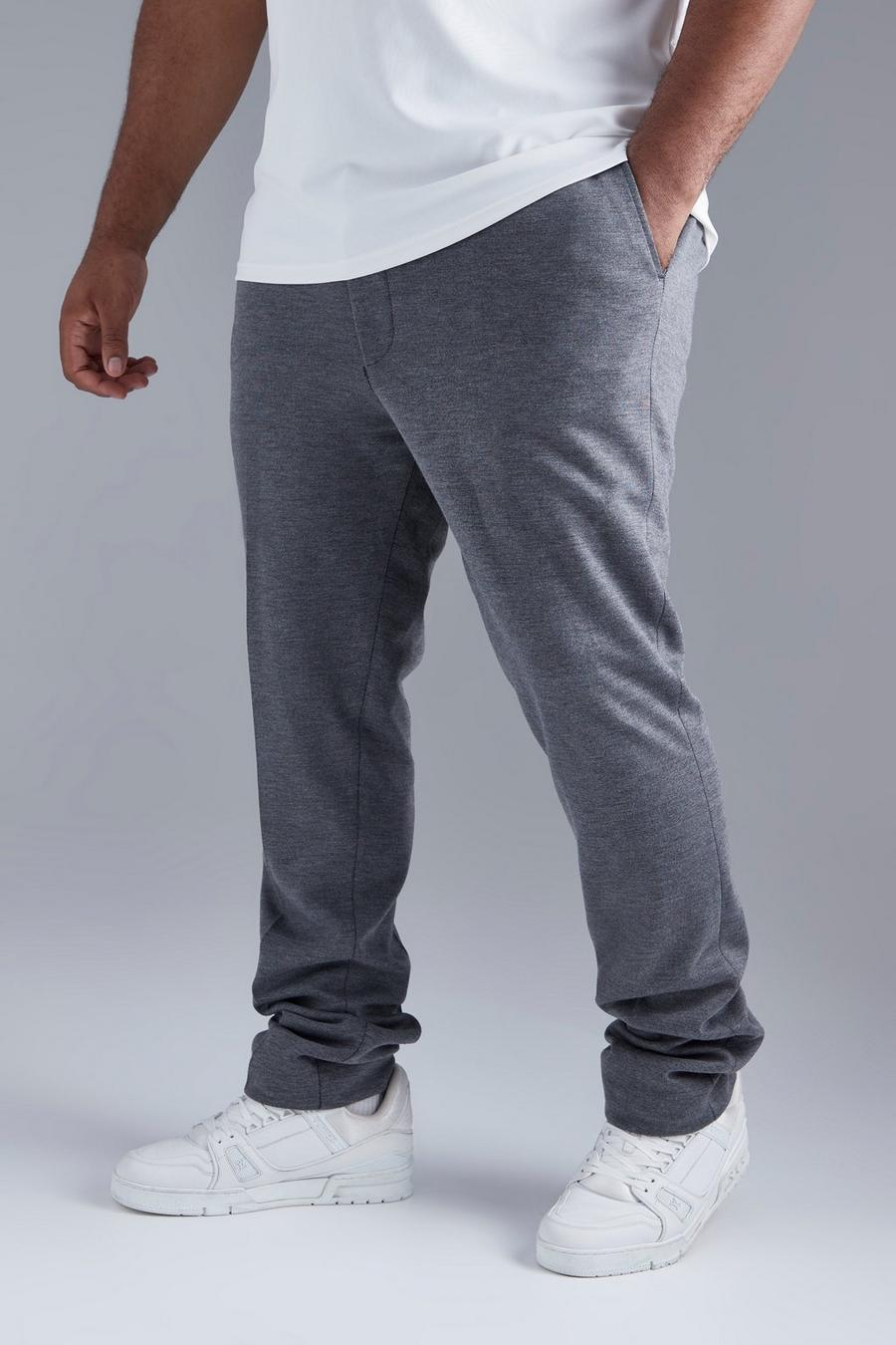 Pantalón Plus pitillo de tela jersey gruesa con cintura elástica, Grey grigio