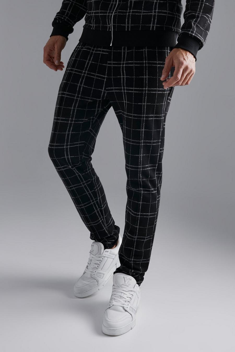 Black Tall Skinny Fit Smart Check Trouser image number 1