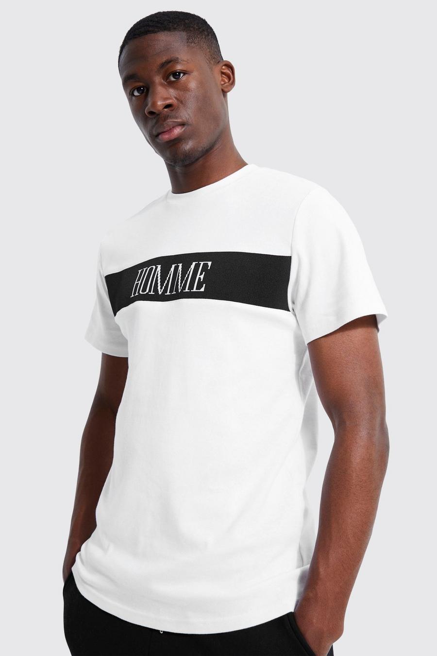 White Homme Tall T-shirt i slim fit med paneler image number 1
