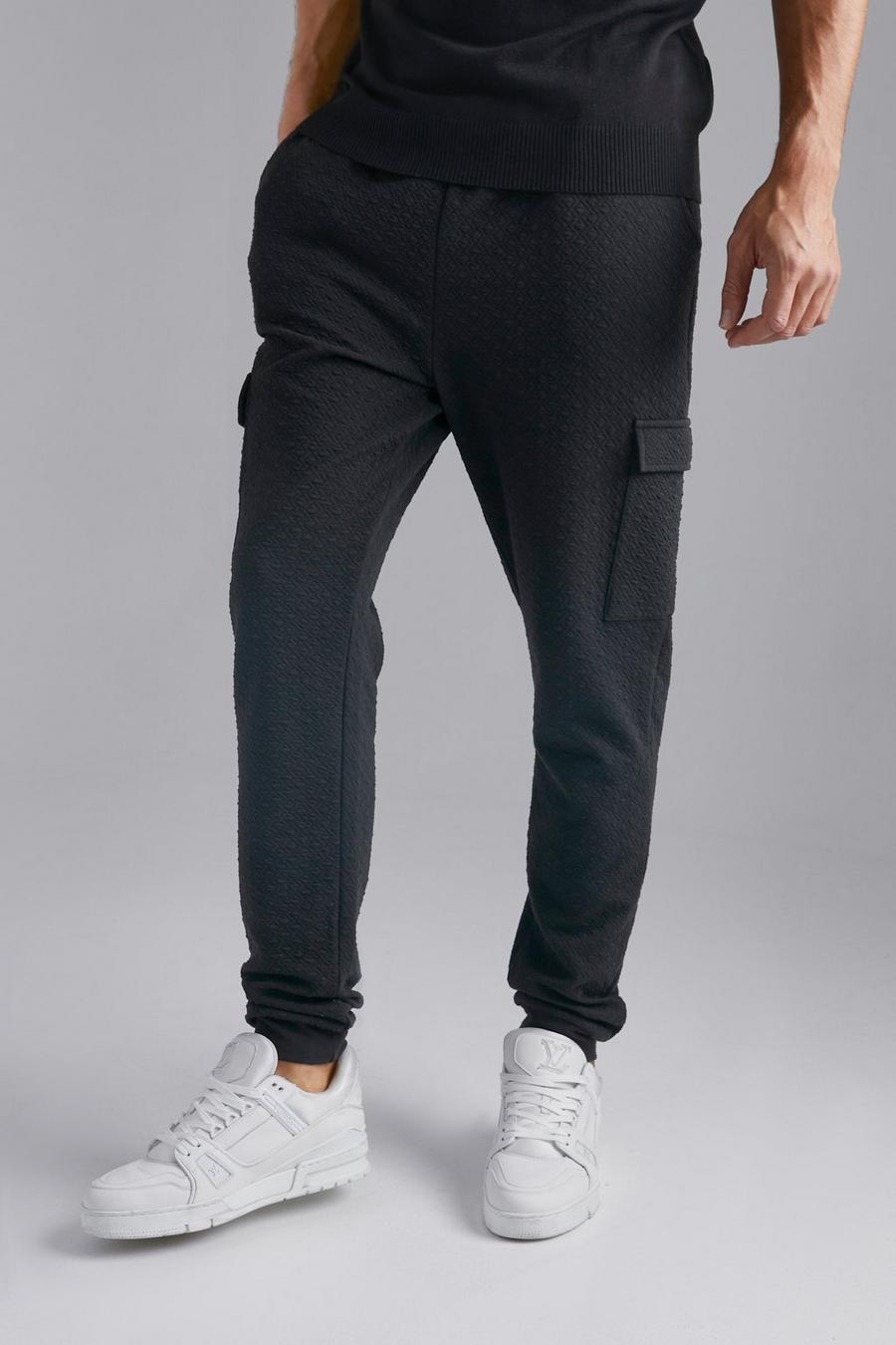 Black Tall Textured Smart Cargo Jogger image number 1